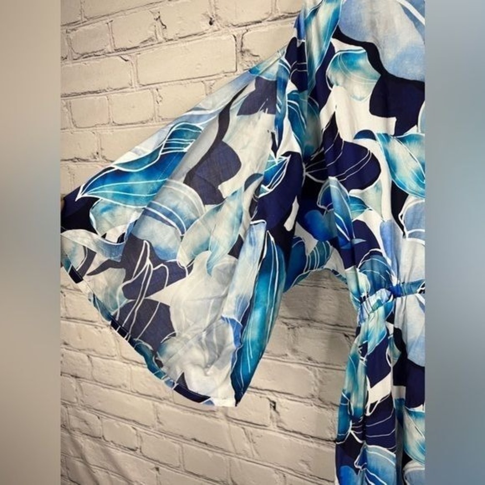 Pietro Brunelli Verbena Maternity Maxi Dress Short Slit Sleeve Blue White Floral - Picture 9 of 13